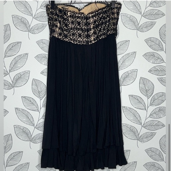 Anthropologie Lil Lace Corset Dress 6 Black Beige Boho Whimsigoth Fairy Coquette - Picture 7 of 14